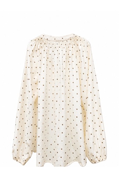 BLUSA DE LUNARES CON FRUNCES Y MANGA ABULLONADA TY-M9608
