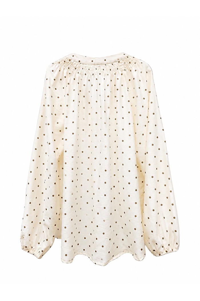 BLUSA DE LUNARES CON FRUNCES Y MANGA ABULLONADA TY-M9608