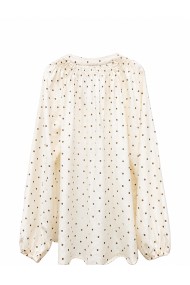 BLUSA DE LUNARES CON FRUNCES Y MANGA ABULLONADA TY-M9608
