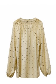 BLUSA DE LUNARES CON FRUNCES Y MANGA ABULLONADA TY-M9608