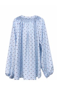 BLUSA DE LUNARES CON FRUNCES Y MANGA ABULLONADA TY-M9608