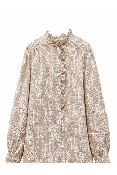 BLUSA DE CUADROS CON BORDADO Y VOLANTES TY-M9603
