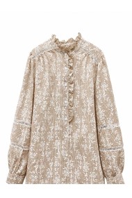 BLUSA DE CUADROS CON BORDADO Y VOLANTES TY-M9603