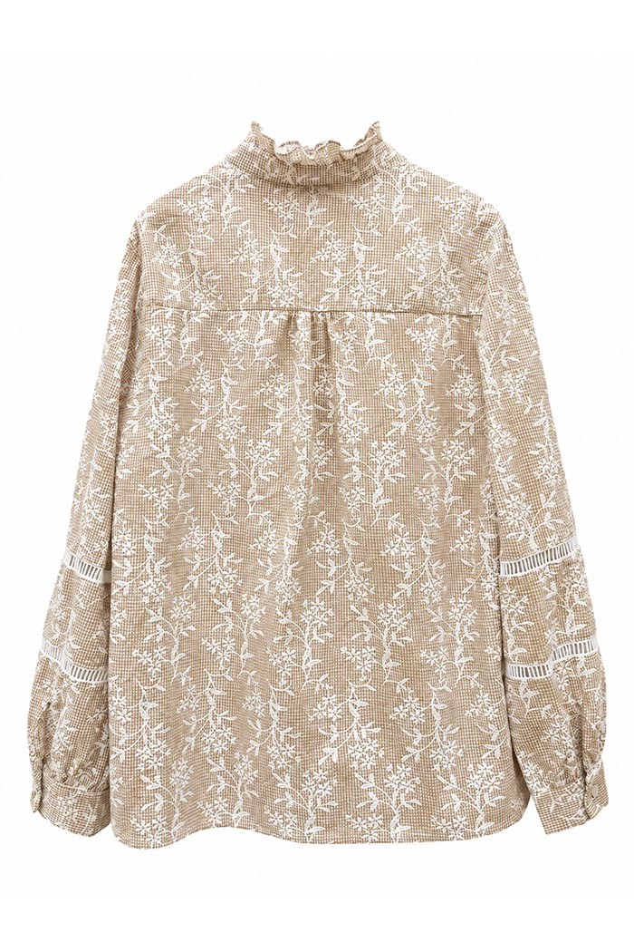 BLUSA DE CUADROS CON BORDADO Y VOLANTES TY-M9603