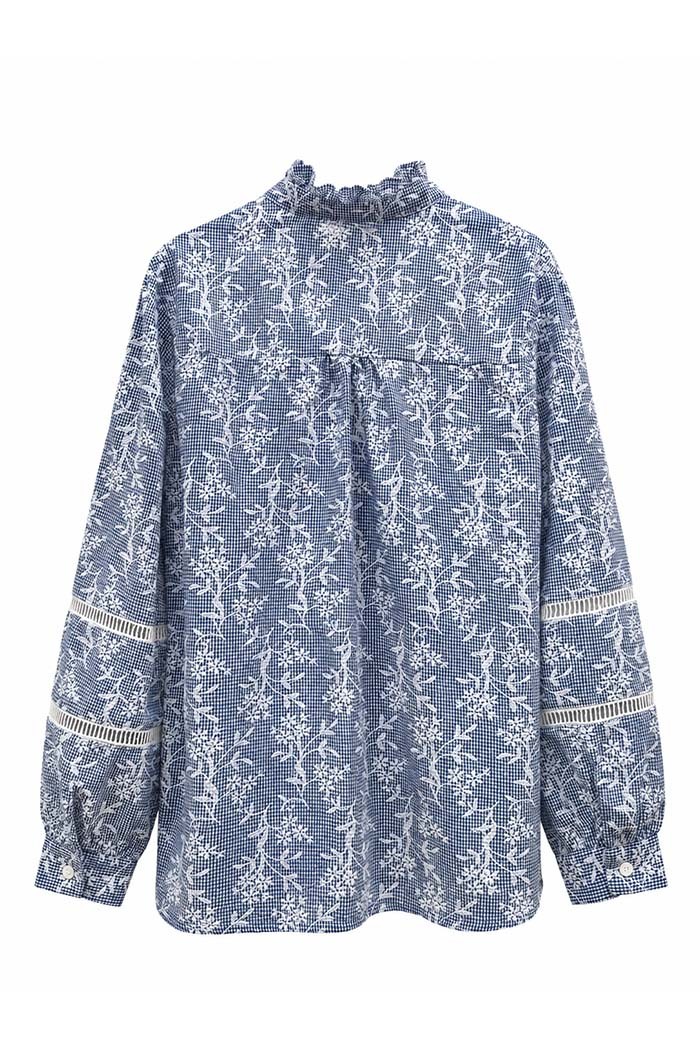 BLUSA DE CUADROS CON BORDADO Y VOLANTES TY-M9603