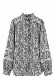 BLUSA DE CUADROS CON BORDADO Y VOLANTES TY-M9603