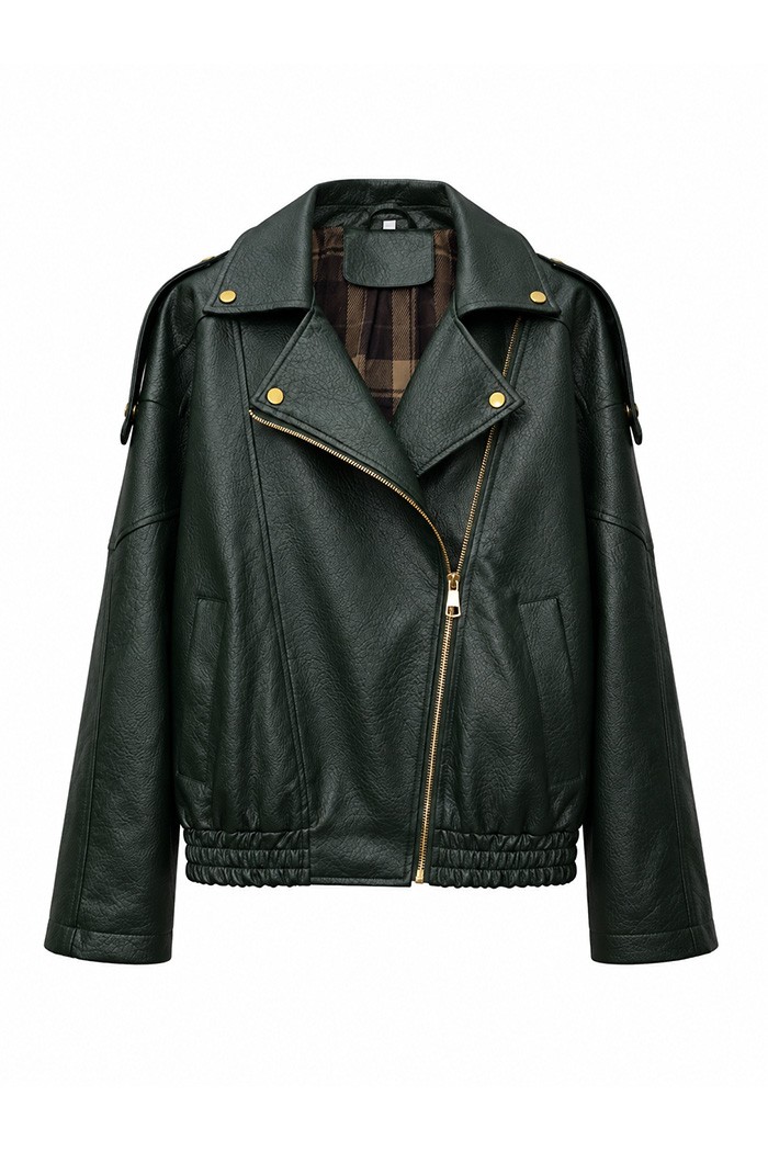 CHAQUETA BIKER DE POLIPIEL CON CREMALLERA TY-M9596