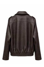 CHAQUETA BIKER DE POLIPIEL CON CREMALLERA MARRON TY-M9596