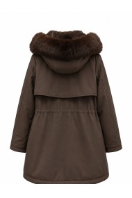 PARKA DE MUJER CON CAPUCHA Y DETALLE DE PELO SINTETICO MARRON TY-M9162