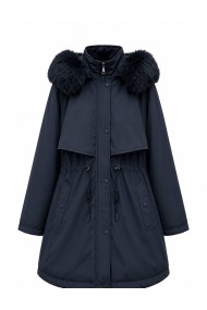 PARKA DE MUJER CON CAPUCHA Y DETALLE DE PELO SINTETICO NEGRO TY-M9162
