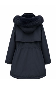 PARKA DE MUJER CON CAPUCHA Y DETALLE DE PELO SINTETICO NEGRO TY-M9162