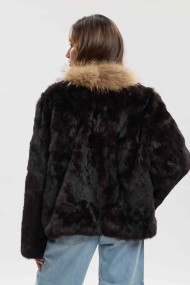 CHAQUETA REVERSIBLE CON FORRO DE PELO DE CONEJO Y ADORNO DE PELO DE MARMOTA PC-LLL5952