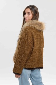CHAQUETA REVERSIBLE CON FORRO DE PELO DE CONEJO Y ADORNO DE PELO DE MARMOTA PC-LLL5952