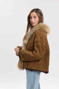 CHAQUETA REVERSIBLE CON FORRO DE PELO DE CONEJO Y ADORNO DE PELO DE MARMOTA PC-LLL5952