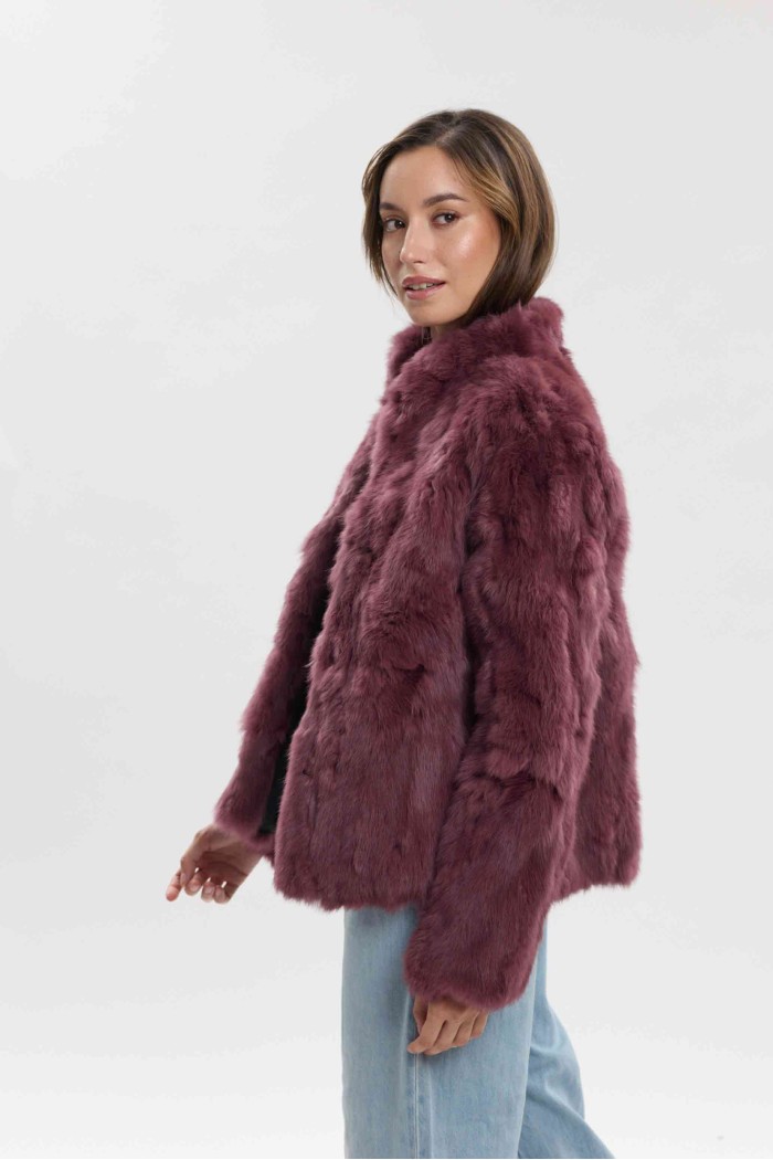 CHAQUETA PELO DE CONEJO MORADO PC-LLL5566-35