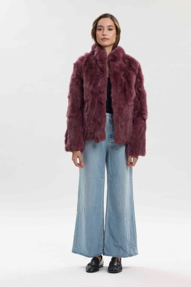 CHAQUETA PELO DE CONEJO MORADO PC-LLL5566-35