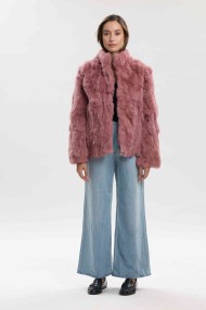 CHAQUETA PELO DE CONEJO ROSA PALO PC-LLL5566-08