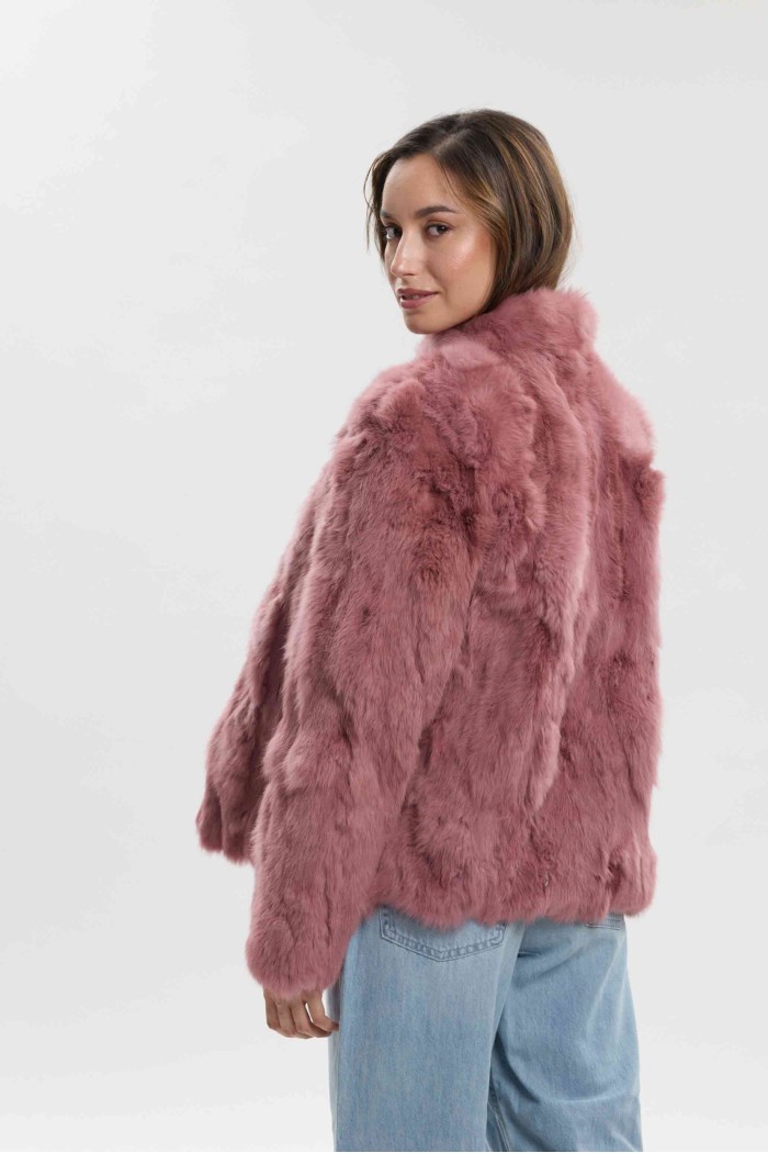 CHAQUETA PELO DE CONEJO ROSA PALO PC-LLL5566-08
