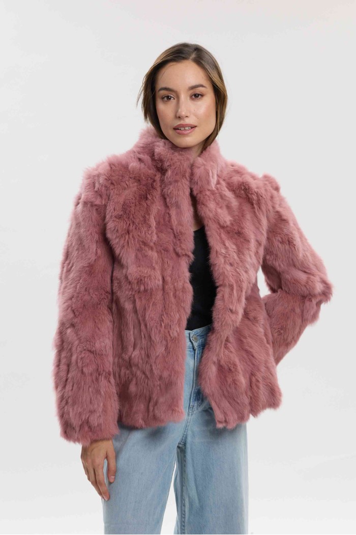 CHAQUETA PELO DE CONEJO ROSA PALO PC-LLL5566-08
