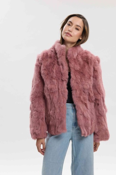 CHAQUETA PELO DE CONEJO ROSA PALO PC-LLL5566-08