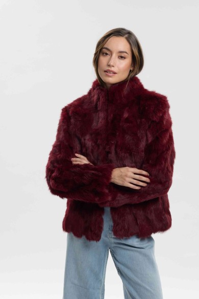 CHAQUETA PELO DE CONEJO GRANATE PC-LLL5566-04