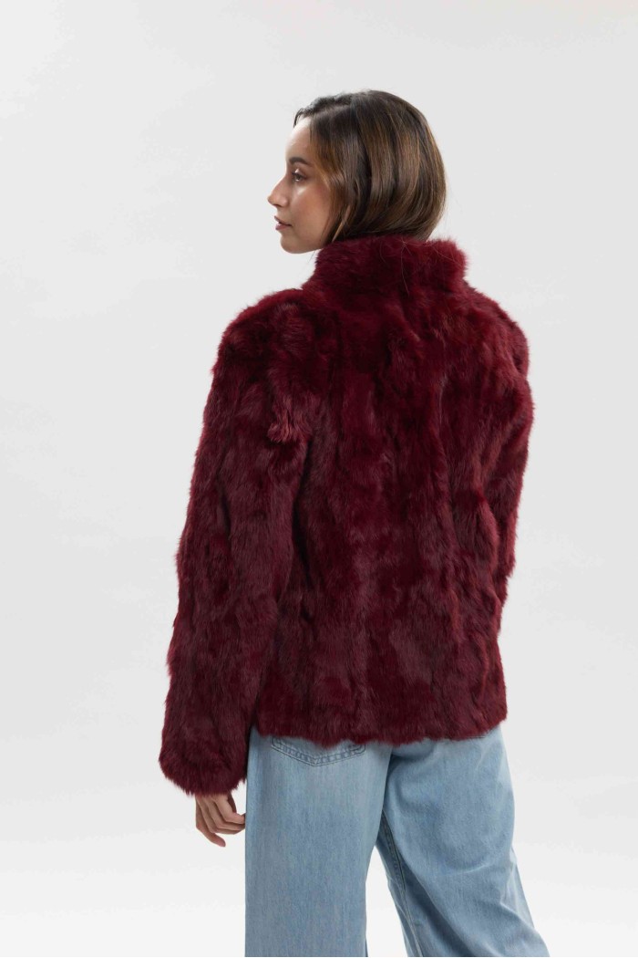 CHAQUETA PELO DE CONEJO GRANATE PC-LLL5566-04