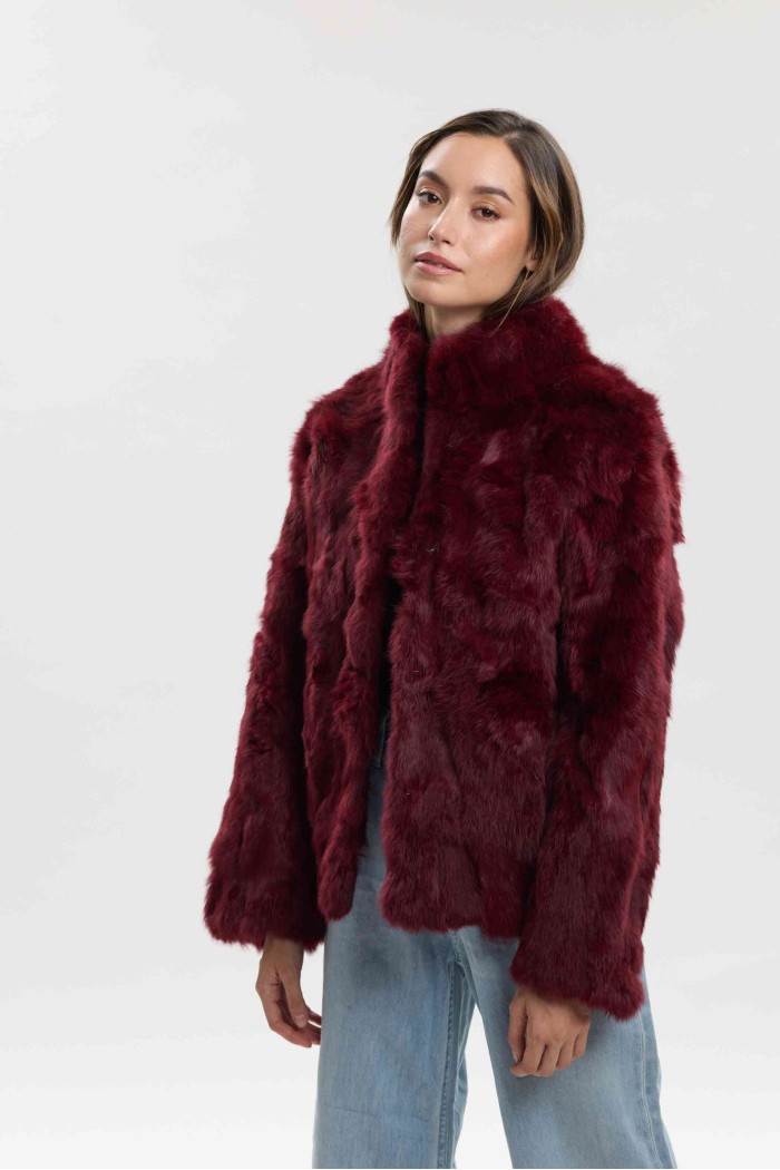 CHAQUETA PELO DE CONEJO GRANATE PC-LLL5566-04