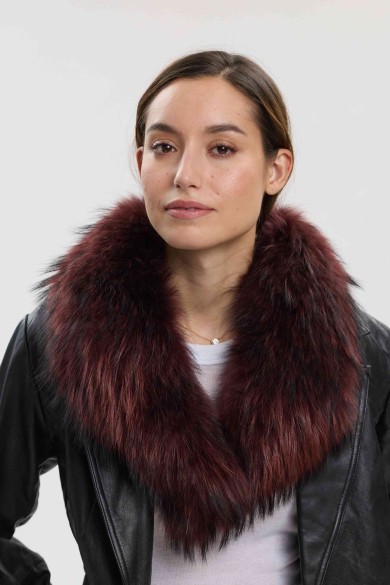 CUELLO CON PINZA PELO DE MARMOTA PC-LLL5533 COLOR GRANATE