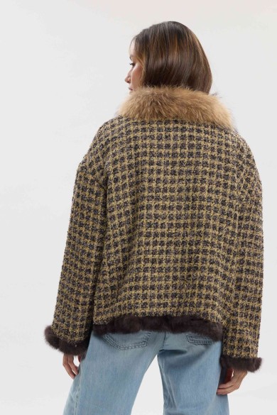CHAQUETA REVERSIBLE CON FORRO DE PELO DE CONEJO Y ADORNO DE PELO DE MARMOTA PC-LLL5952