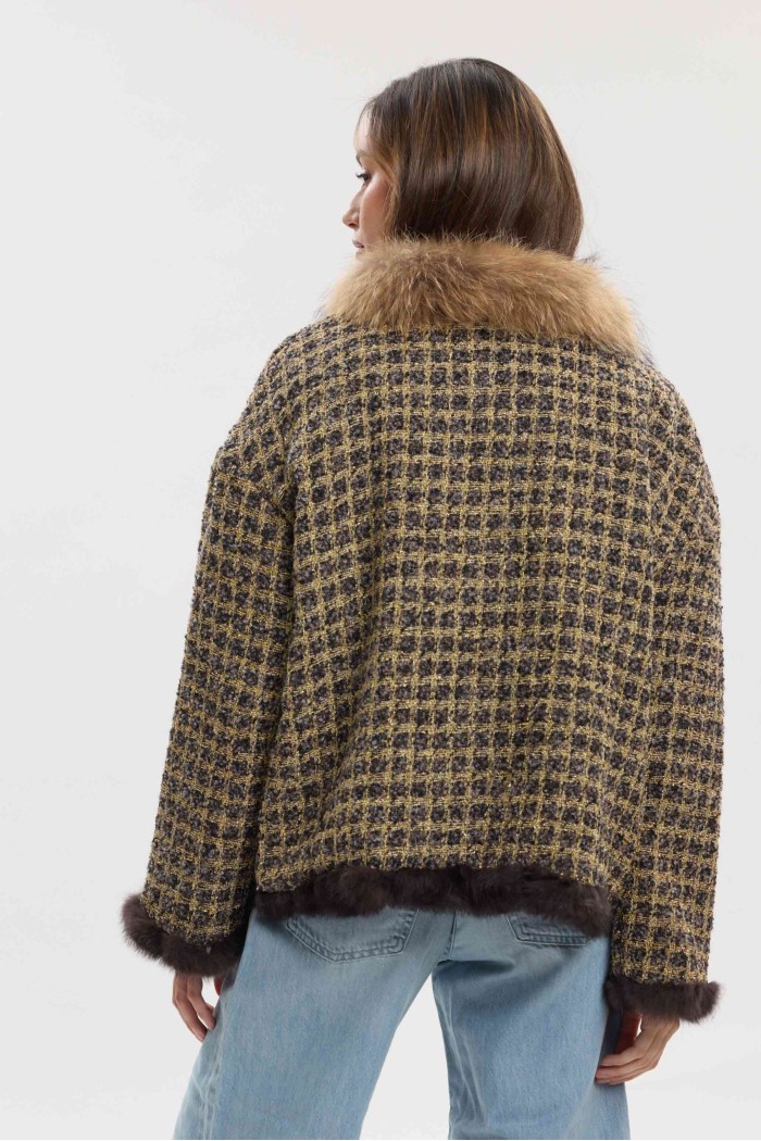 CHAQUETA REVERSIBLE CON FORRO DE PELO DE CONEJO Y ADORNO DE PELO DE MARMOTA PC-LLL5952