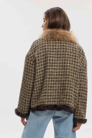 CHAQUETA REVERSIBLE CON FORRO DE PELO DE CONEJO Y ADORNO DE PELO DE MARMOTA PC-LLL5952