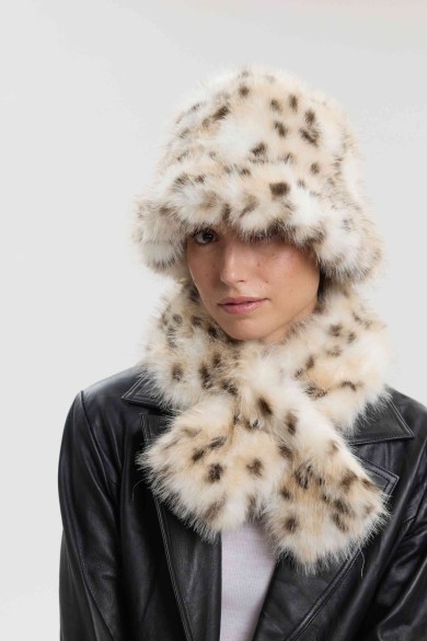 GORRA DE PELO SINTÉTICO ANIMAL PRINT PC-LLL5956-01