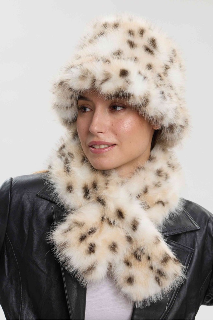 GORRA DE PELO SINTÉTICO ANIMAL PRINT PC-LLL5956-01