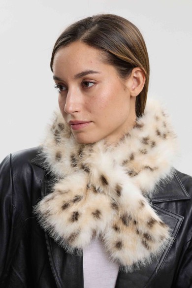BUFANDA CRUZADA DE PELO SINTÉTICO ANIMAL PRINT PC-LLL5955-01