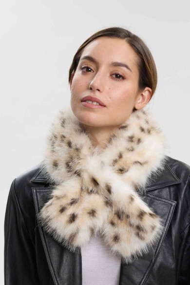 BUFANDA CRUZADA DE PELO SINTÉTICO ANIMAL PRINT PC-LLL5955-01
