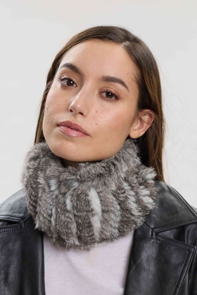 CUELLO ELÁSTICO DE PELO DE CONEJO TRENZADO PC-LLL5928-16-2313
