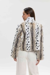 CHAQUETA DE PELO DE CONEJO ESTAMPADA PC-LLL5944-97