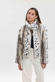 CHAQUETA DE PELO DE CONEJO ESTAMPADA PC-LLL5944-97