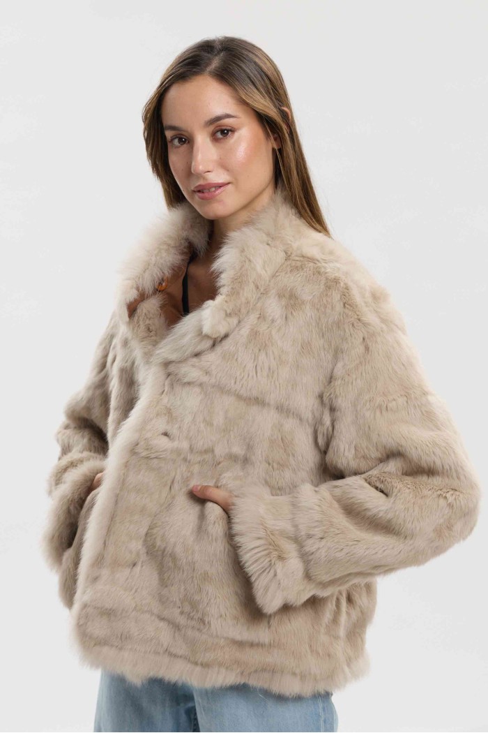 CHAQUETA REVERSIBLE DE PELO DE CONEJO PC-QP8806
