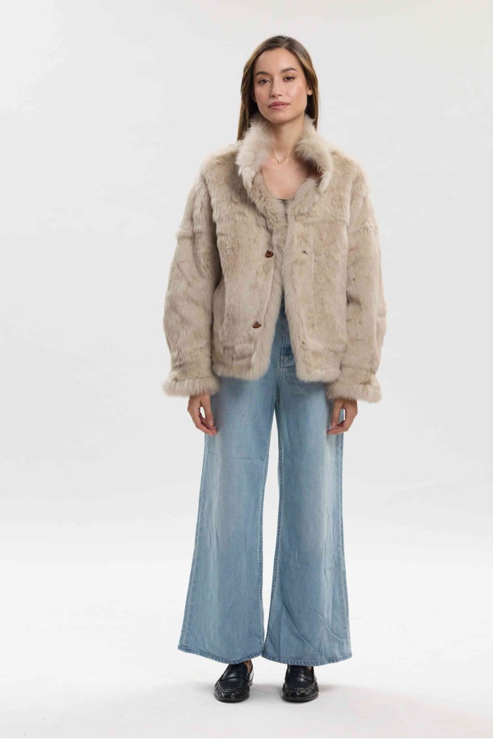 CHAQUETA REVERSIBLE DE PELO DE CONEJO PC-QP8806