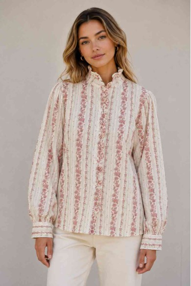 CAMISA FLORAL CON VOLANTE VARIOS COLORES TB1D2256
