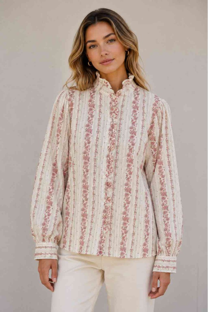 CAMISA FLORAL CON VOLANTE VARIOS COLORES TB1D2256