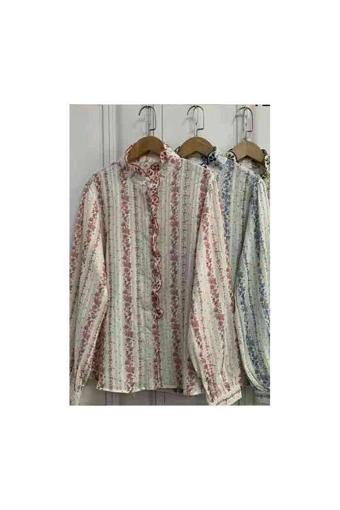 CAMISA FLORAL CON VOLANTE VARIOS COLORES TB1D2256