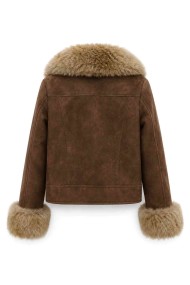 CHAQUETA CORTA EFECTO ANTELINA CON CUELLO Y PUÑOS DE PELO MODA MUJER VENTA POR MAYOR TY-M9565