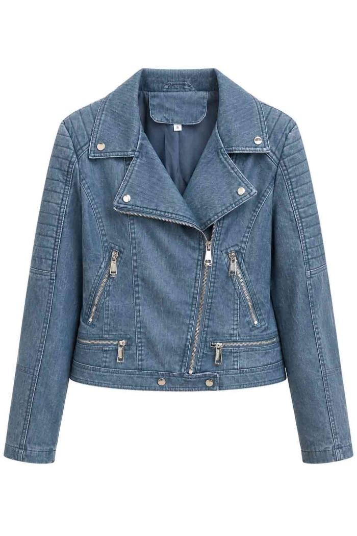 CHAQUETA BIKER EFECTO DENIM MODA MUJER VENTA POR MAYOR TY-M9790