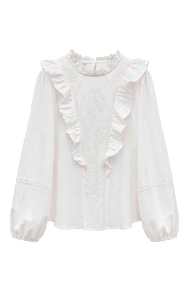 BLUSA CON VOLANTES Y BORDADO FLORAL MODA MUJER VENTA POR MAYOR TY-M9598