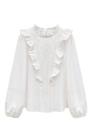 BLUSA CON VOLANTES Y BORDADO FLORAL MODA MUJER VENTA POR MAYOR TY-M9598