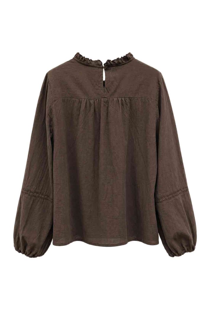 BLUSA CON VOLANTES Y BORDADO FLORAL MODA MUJER VENTA POR MAYOR TY-M9598