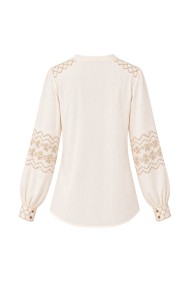 BLUSA BEIGE CON BORDADO EN MANGAS MODA MUJER VENTA POR MAYOR FBZMA1399
