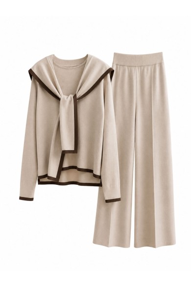 CONJUNTO DE PUNTO CON JERSEY Y PANTALÓN ANCHO FBZMQ6819